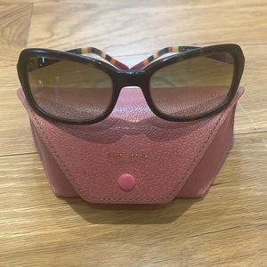 Kate Spade dark tortoise shell sunglasses with case and cleaning cloth